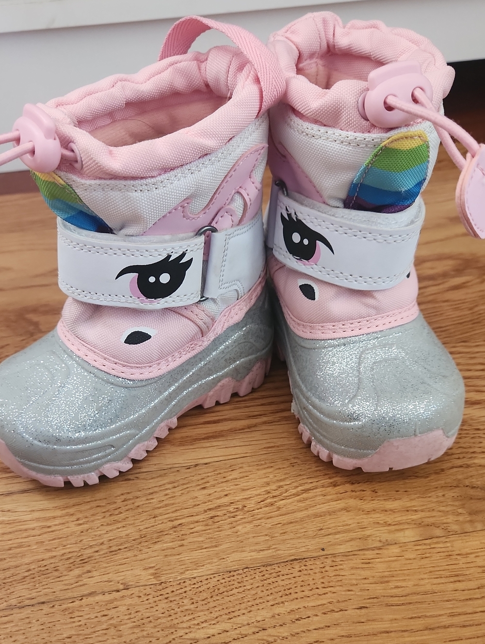 Cat & Jack Pink Unicorn Glitter Rain & Snow Boots with Rainbow Ears